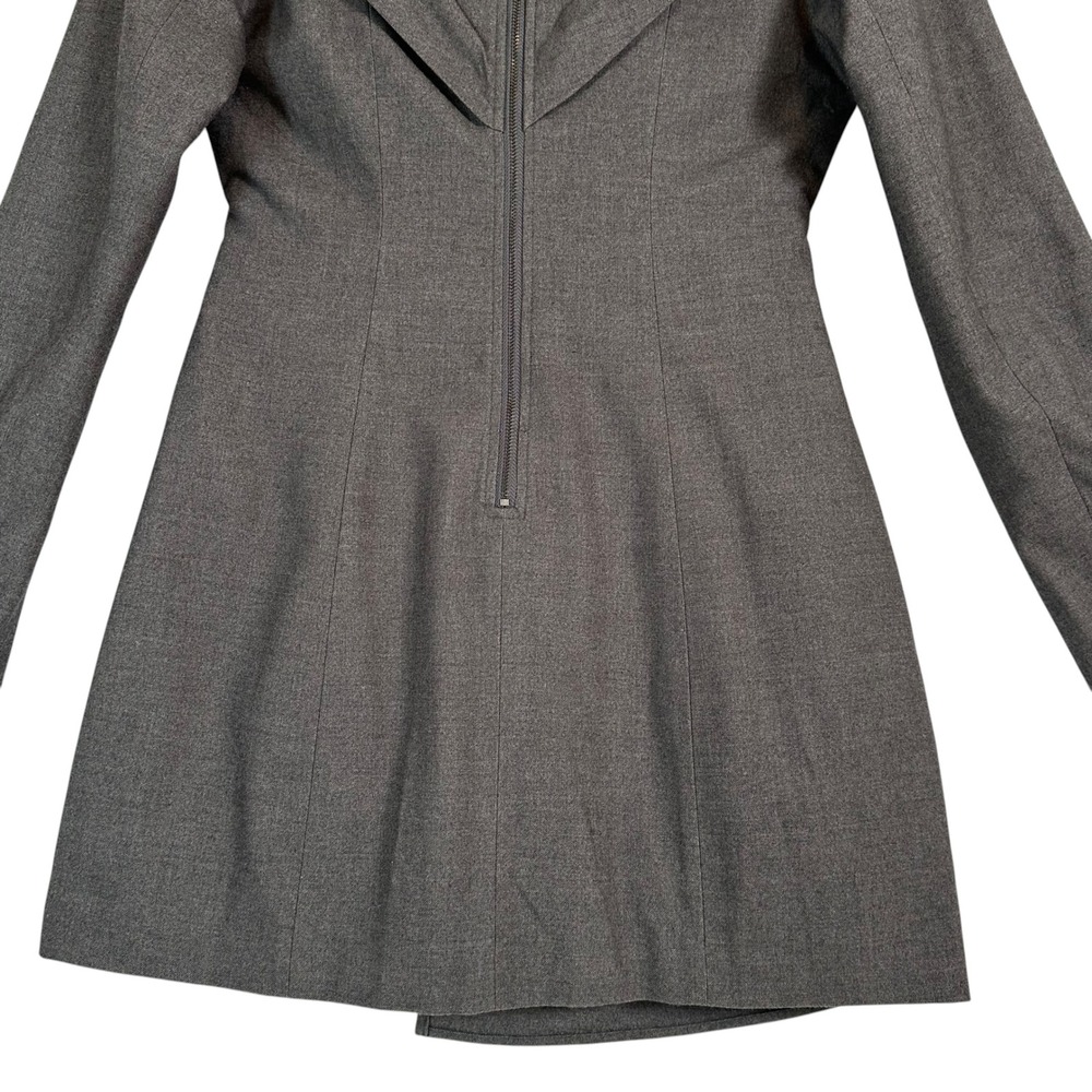 Karen Millen Mini Dress Woven Wool Mix Bardot Draped Off Shoulder Grey 8 Chic - Picture 9 of 12